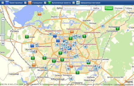 Интерактивная карта для компании «СТС-Климат»