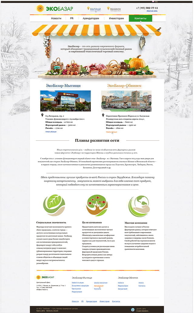Дизайн титульной страницы сайта eco-bazar.ru