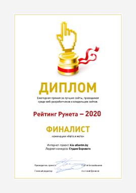 Диплом Рейтинг Рунета 2020